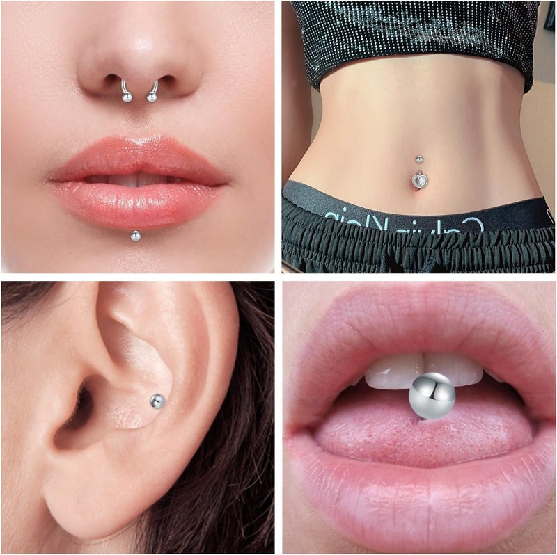 JFORYOU 14G Replacement Balls for Piercing Jewelry 18Pcs Externally Threaded Surgical Steel Balls Industrial Barbell Tongue Nipple Navel Belly Button Piercing Rings Parts 5MM-8MM - Image 3